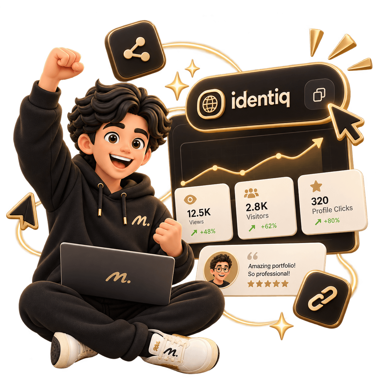 مشاركة رابط identiq ومتابعة نمو المشاهدات والتوصيات